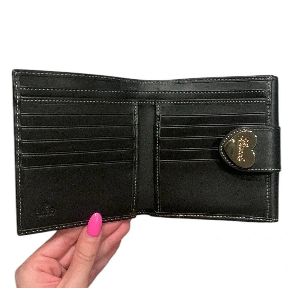 Gucci gold heart canvas and leather bifold wallet - Picture 5 of 9